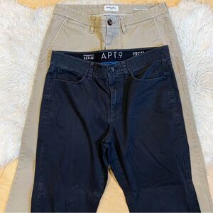 Bundle 2 chino style pants men 33x32 khaki and blue